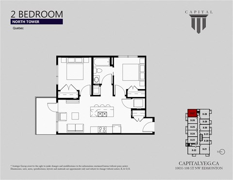 Floor plan for 2 beds, 1 bath